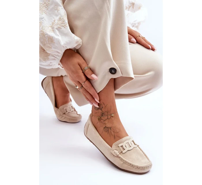 Dámské módní semišové mokasíny Bežové Rabell Dámské módní semišové mokasíny Bežové Rabell