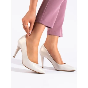 Praktické  lodičky bílé dámské na širokém podpatku