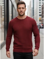 Pánský vínový svetr model 21982676 - FashionStreet Pánský vínový svetr model 21982676 - FashionStreet
