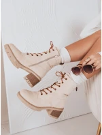 Dámské semišové šněrovací boty béžové FashionStreet ZY1235