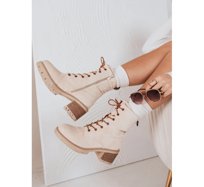 Dámské semišové šněrovací boty béžové FashionStreet ZY1235