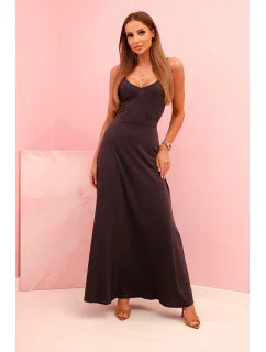 Dámské šaty na ramínka s rozšířeným spodkem grafitová