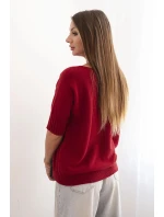 Dámský svetr z viskózy s krátkým rukávem bordový
