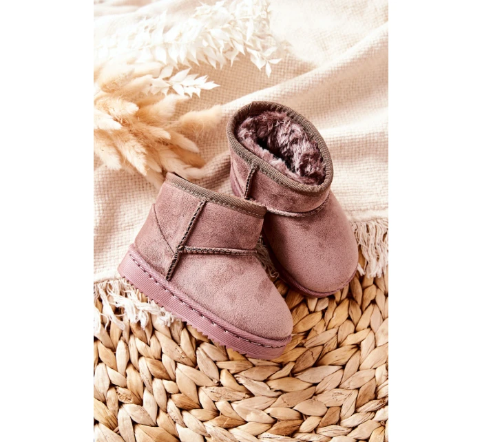 Dětské Teplé Sněhule Semišové Tmavě béžové Gooby Dětské Teplé Sněhule Semišové Tmavě béžové Gooby