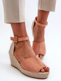 Pohodlné dámské sandály na klínu Světle růžová Dellia