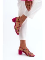 Sametové sandály na nízkém podpatku model 21660062 - Maciejka