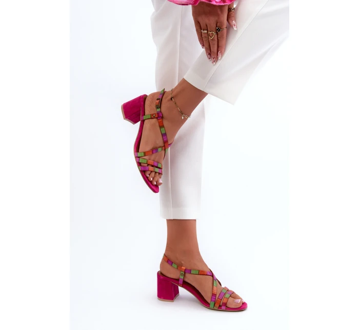 Sametové sandály na nízkém podpatku model 21660062 - Maciejka