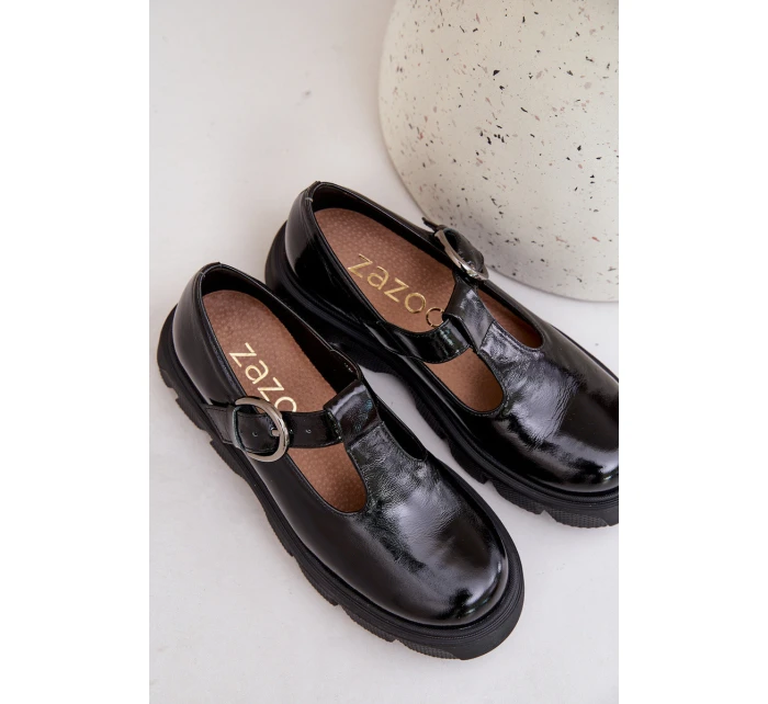 Lakované Kožené Polobotky S Přezkou Černé model 21683970 - Zazoo