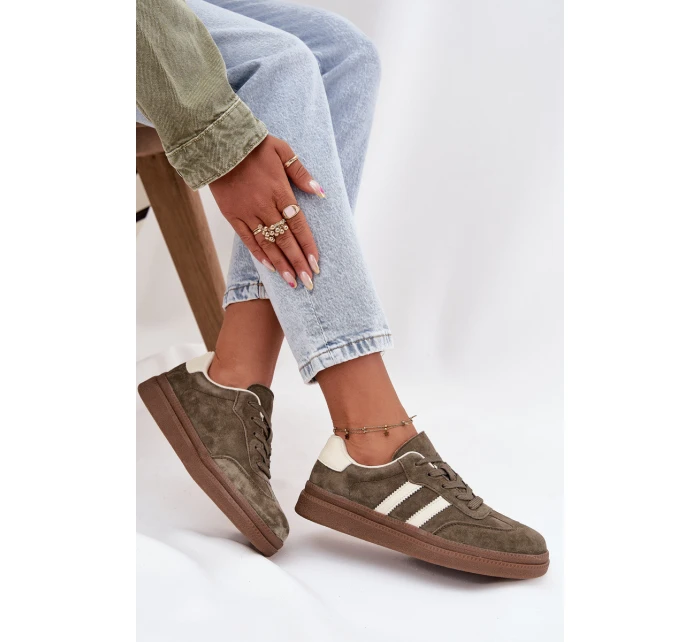 Dámské semišové tenisky na platformě tmavě zelené model 21708088 - EVENTO