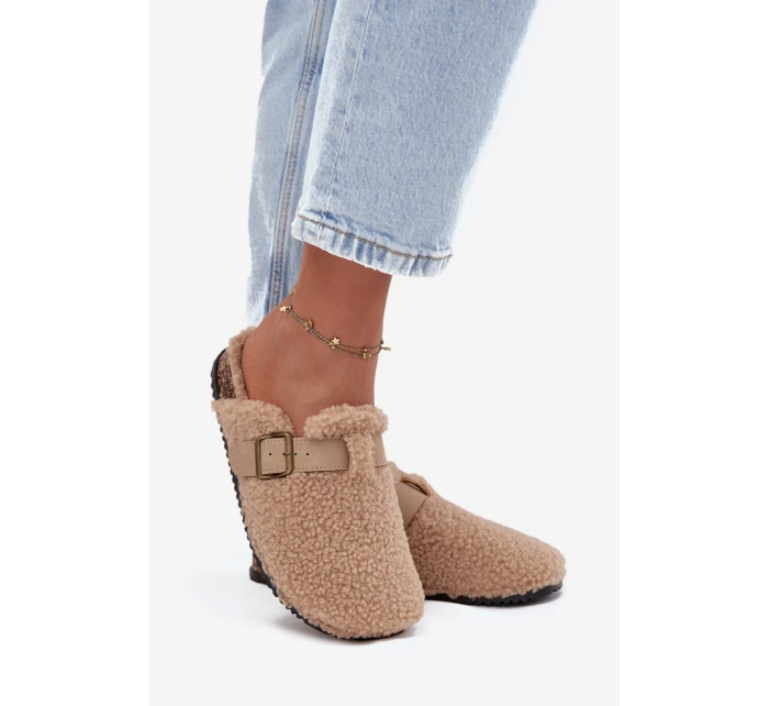 Dámské pantofle s kožíškem typu Béžové model 21709362 - Boto Dámské pantofle s kožíškem typu Béžové model 21709362 - Boto
