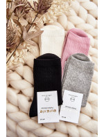 Dámské bavlněné ponožky s embosováním šedé