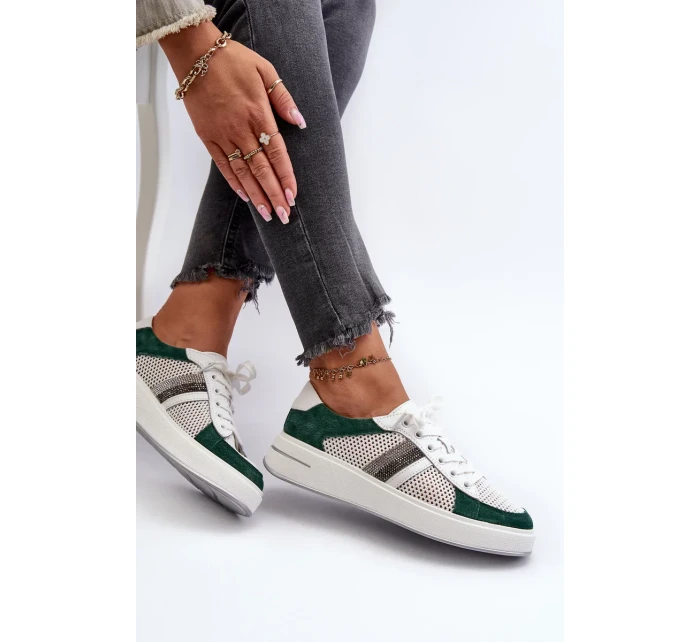Dámské kožené tenisky D&A zeleno-bílé Dámské kožené tenisky D&A zeleno-bílé