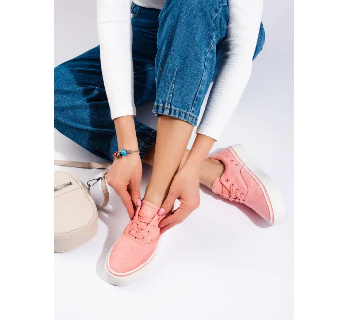Trendy tenisky dámské růžové bez podpatku Trendy tenisky dámské růžové bez podpatku