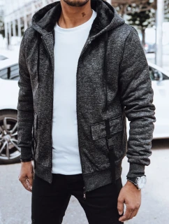 Pánská teplá mikina na zip tmavě šedá Dstreet BX5607