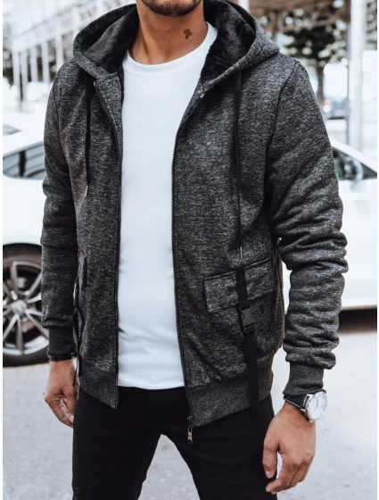 Pánská teplá mikina na zip tmavě šedá Dstreet BX5607 Pánská teplá mikina na zip tmavě šedá Dstreet BX5607