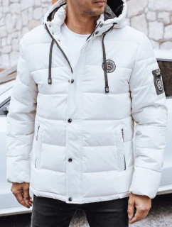 Pánská prošívaná zimní bunda s kapucí bílá Dstreet TX5056