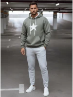 Pánská khaki mikina s kapucí Dstreet BX5928