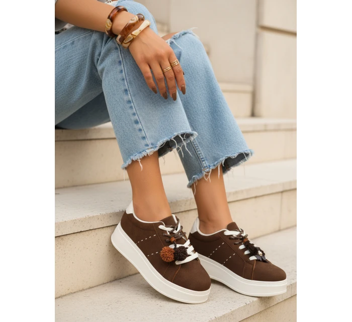 Dámské tenisky na platformě hnědé FashionStreet ZY1415