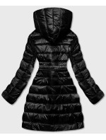 Lehká černá dámská zimní bunda se zateplenou kapucí (OMDL-019)