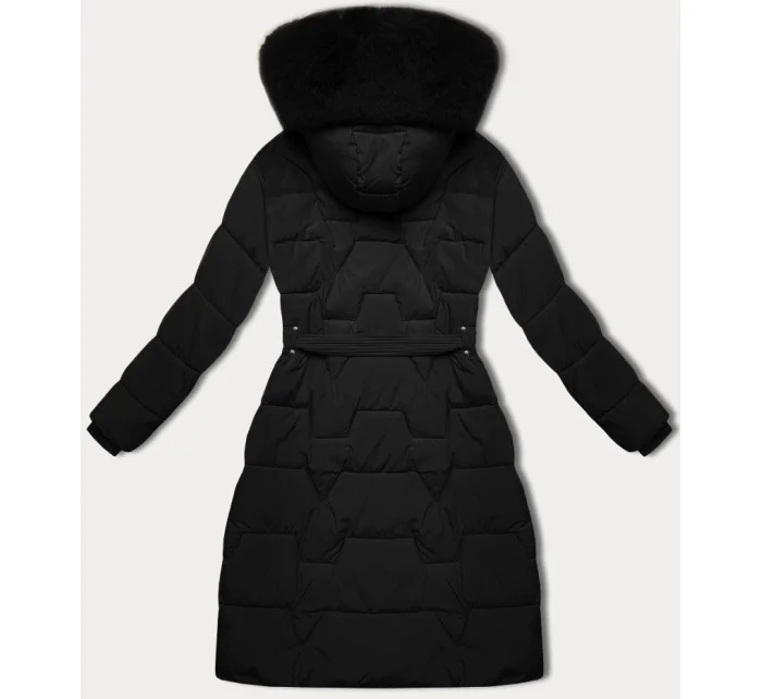 Černá dámská bunda pro přechodné období s páskem model 21248441 - J.STYLE Černá dámská bunda pro přechodné období s páskem model 21248441 - J.STYLE