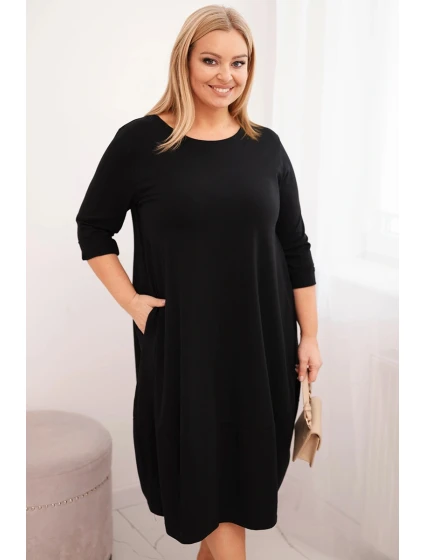 Dámská bavlněná sukýnka Plus Size s ohrnutým rukávem a kapsami černá Dámská bavlněná sukýnka Plus Size s ohrnutým rukávem a kapsami černá