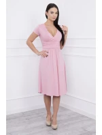 Šaty s průstřihem, krátké rukávy, pudrově růžové Šaty s průstřihem, krátké rukávy, pudrově růžové