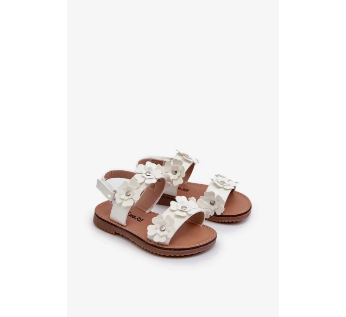 Lakované dětské sandály zdobené květinami, bílá Tinette Lakované dětské sandály zdobené květinami, bílá Tinette