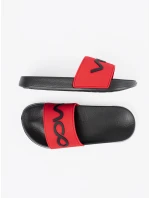 Pohodlné Czarno-czerwony dámské  nazouváky na plochém podpatku
