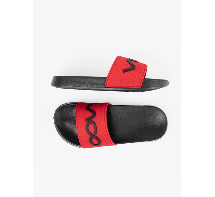 Pohodlné Czarno-czerwony dámské  nazouváky na plochém podpatku