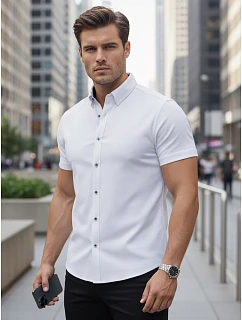 Pánská košile slim fit s krátkým rukávem, bílá, FashionStreet KX1094