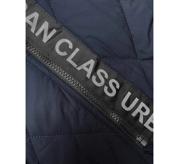 Tmavě modrá prošívaná dámská vesta s ozdobnou páskou (16M9118-215) Tmavě modrá prošívaná dámská vesta s ozdobnou páskou (16M9118-215)