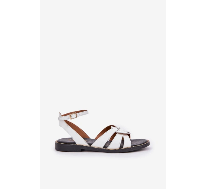 Kožené Dámské Sandály Na Plochém Podpatku Bílé Zazoo model 21682210 - Boto Kožené Dámské Sandály Na Plochém Podpatku Bílé Zazoo model 21682210 - Boto