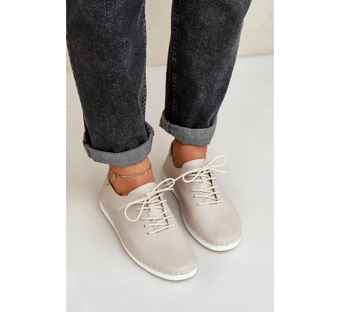 Šněrovací Polobotky Z Přírodní Kůže D&A model 21686119 Béžové - S.Barski