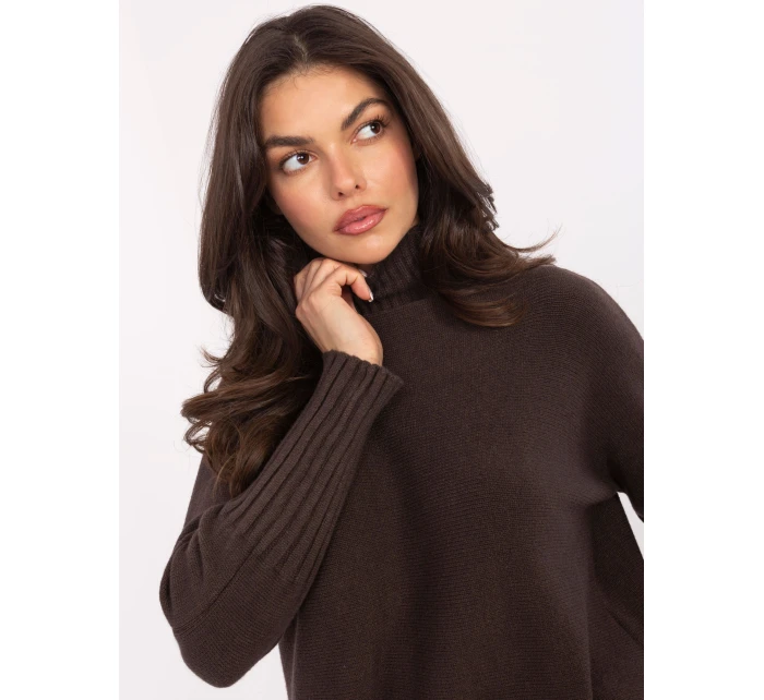 Sweter IT SW model 21469876 ciemny brązowy - FPrice Sweter IT SW model 21469876 ciemny brązowy - FPrice