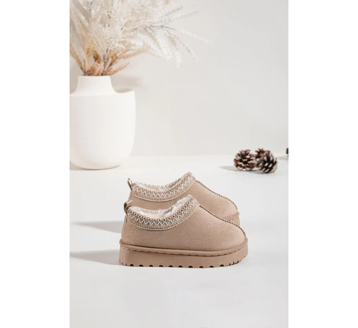 Dětské sněhule s výšivkou Prina – béžové Dětské sněhule s výšivkou Prina – béžové