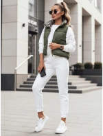 Dámská přechodná krátká prošívaná dvoucestná zelená vesta LEOVELLA FashionStreet TY5496