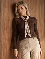 Sweter damski z apaszką czekoladowy FashionStreet MY2670 Sweter damski z apaszką czekoladowy FashionStreet MY2670