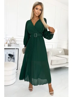 KLARA  zelené dámské šaty s výstřihem a opaskem model 21729070 - numoco basic