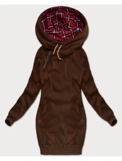 Hnědá dlouhá dámská mikina (AMG-738/1)