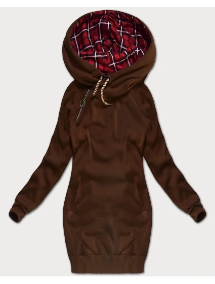 Hnědá dlouhá dámská mikina (AMG-738/1)