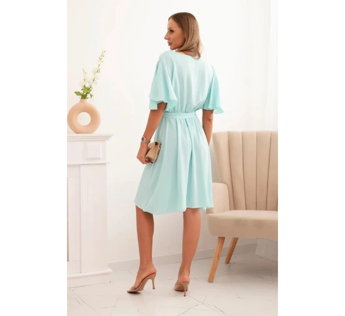 Šaty s překládaným výstřihem mátová Šaty s překládaným výstřihem mátová