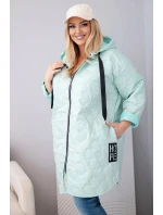 Dámská bunda Plus Size prošívaná s kapucí a nápisem HOPE růžový neon