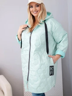 Dámská bunda Plus Size prošívaná s kapucí a nápisem HOPE růžový neon