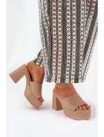 Dámské Sandały Z Eko Kůže Na Podpatku A Platformě Khaki model 21688928 - Boto Dámské Sandały Z Eko Kůže Na Podpatku A Platformě Khaki model 21688928 - Boto