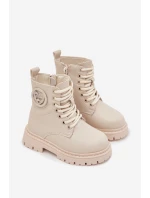 Dívčí kotníkové boty s s kožešinou LOVE béžové model 21724989 - Boto