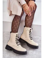 Dámské kožené boty Workers Světle béžové Denila Dámské kožené boty Workers Světle béžové Denila