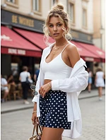 Dámské letní bavlněné kraťasy s puntíky, tmavě modré, FashionStreet SY0543