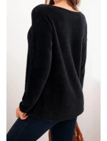 Dámský svetr z měkké pleteniny s kulatým výstřihem černý