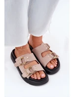 Dámské Sametové Sandały S Dekorativními Přezkami Big Star RR274659 Světle Růžové Dámské Sametové Sandały S Dekorativními Přezkami Big Star RR274659 Světle Růžové