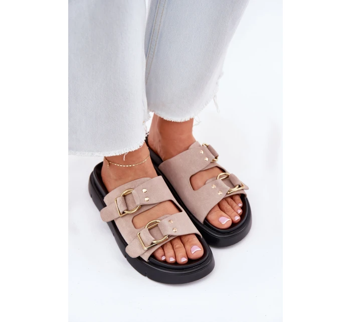 Dámské Sametové Sandały S Dekorativními Přezkami Big Star RR274659 Světle Růžové Dámské Sametové Sandały S Dekorativními Přezkami Big Star RR274659 Světle Růžové